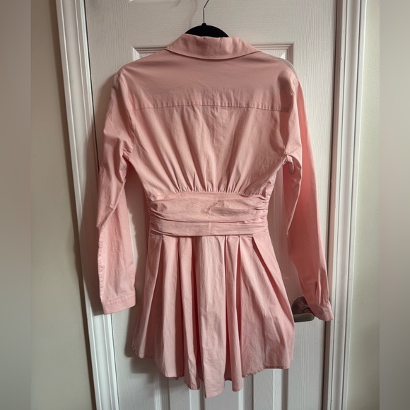 BARDOT Revolve Pink Leoni Cotton Mini Shirtdress Size Small/ US 4 - Picture 9 of 9